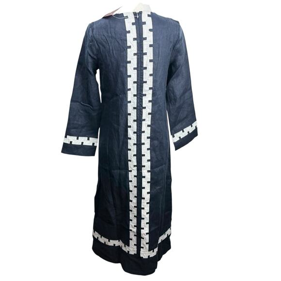 Tuckernuck x Atlantic-Pacific Navy Long 100% Linen Hartman Kaftan Dress Size M - Picture 2 of 10